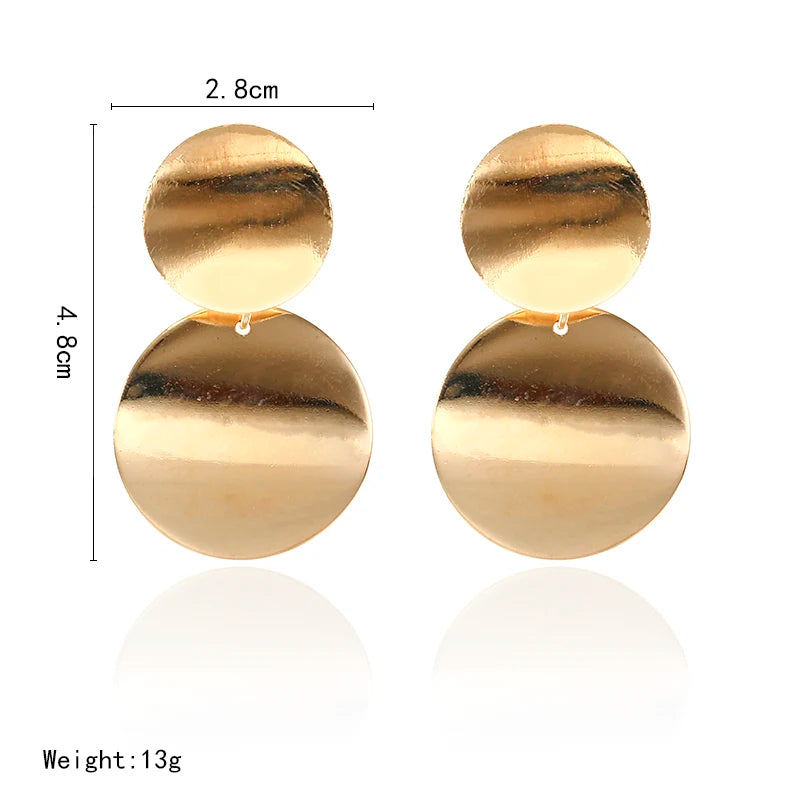 2024 New Unique Metal Drop Earrings Trendy Gold Color Round Statement Earrings for Women New Arrival wing Fashion Jewelry