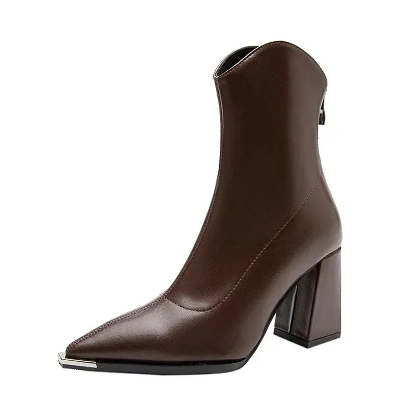 Maogu Winter Zipper Chelsea Boots 2023 New Pointed Toe Boot Goth Designer 2024 Demi-season Women Ankle High Heels Shoes Botas 40